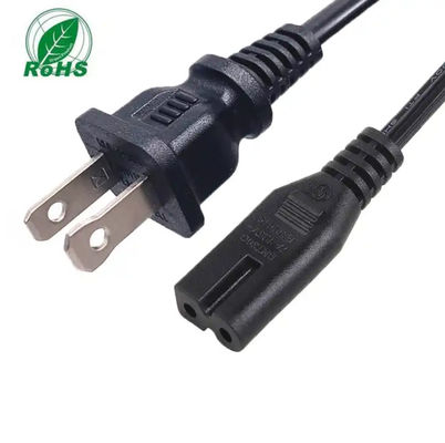 Corda de alimentação americana preta 10A 125V 2 pin NEMA 1-15P Plug para IEC 320 C7