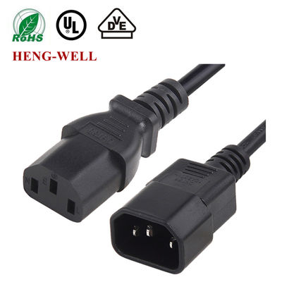 Cordão de extensão de energia preto, 10A 15A 125V 250V 18AWG