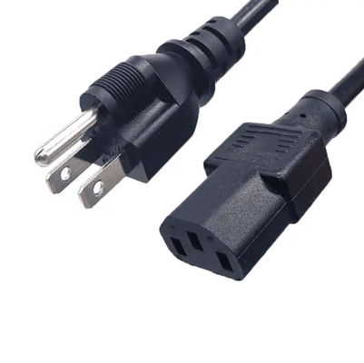 PVC 3 pin Japão cabo de alimentação, IEC 320 C13 AC cabo de alimentação 1.8m preto personalizado