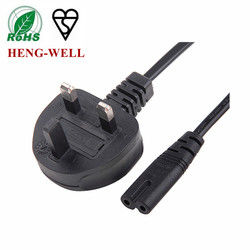 Extensão Elétrica Reino Unido 2 pin Plug Cable Power 250V 1,8m Para Computador portátil