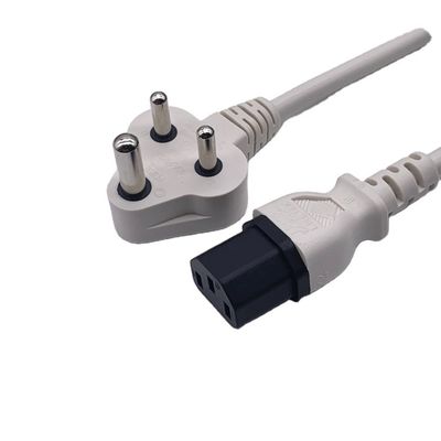 BIS1293 India Cordão de alimentação 6A 250V 3 Plug Pin Para Laptop PC Elétrico